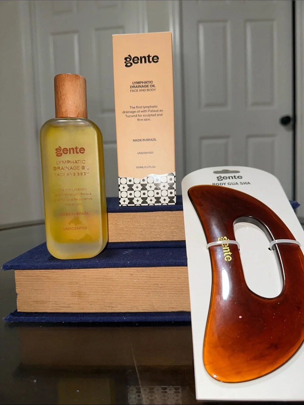 Amber Lymphatic Drainage Oil & Body Gua Sha Set - Amber